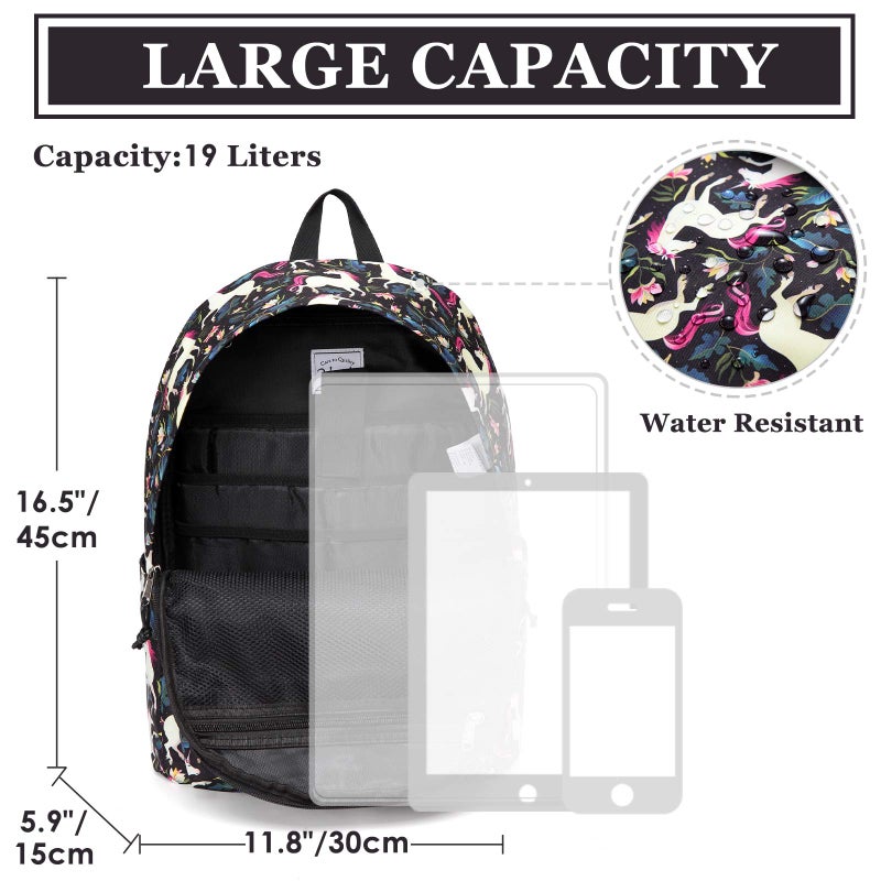 VASCHY School Backpack for Girls, Cute Schoolbag Bookbag for Kids/Teens/Middle School/College/Work Backpack for Women, Black Unicorn - Image 3